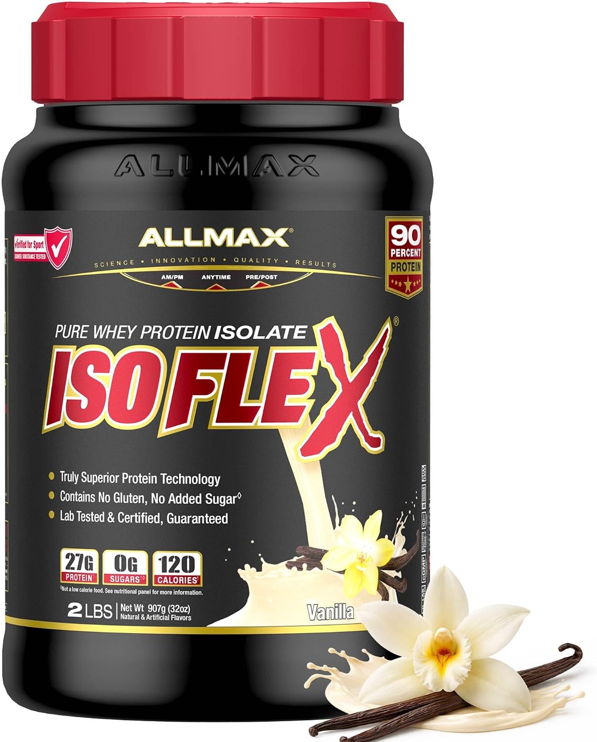 ALLMAX ISOFLEX Whey Protein Isolate, Vanilla, 2 lb