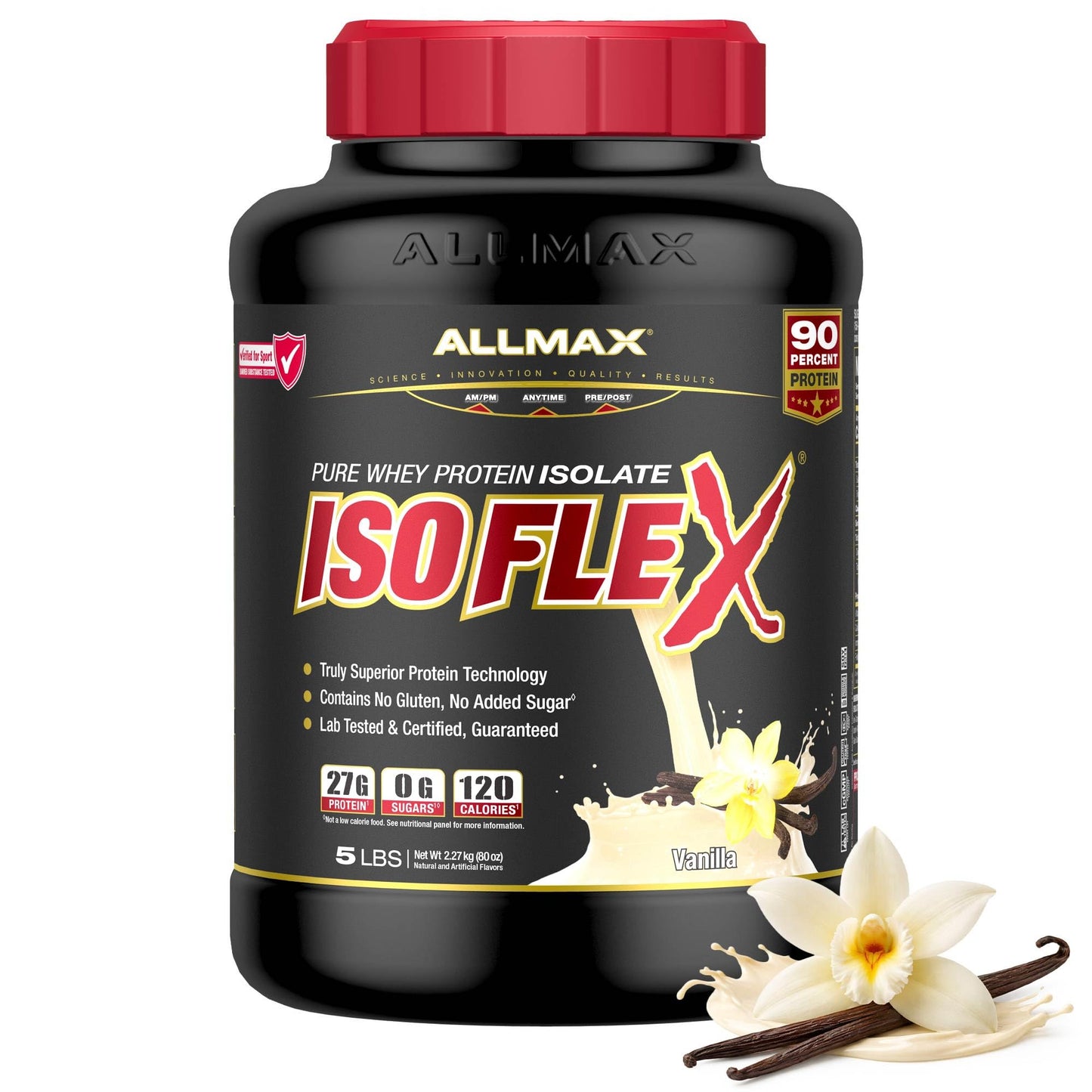 ALLMAX ISOFLEX Whey Protein Isolate, Vanilla, 2 lb