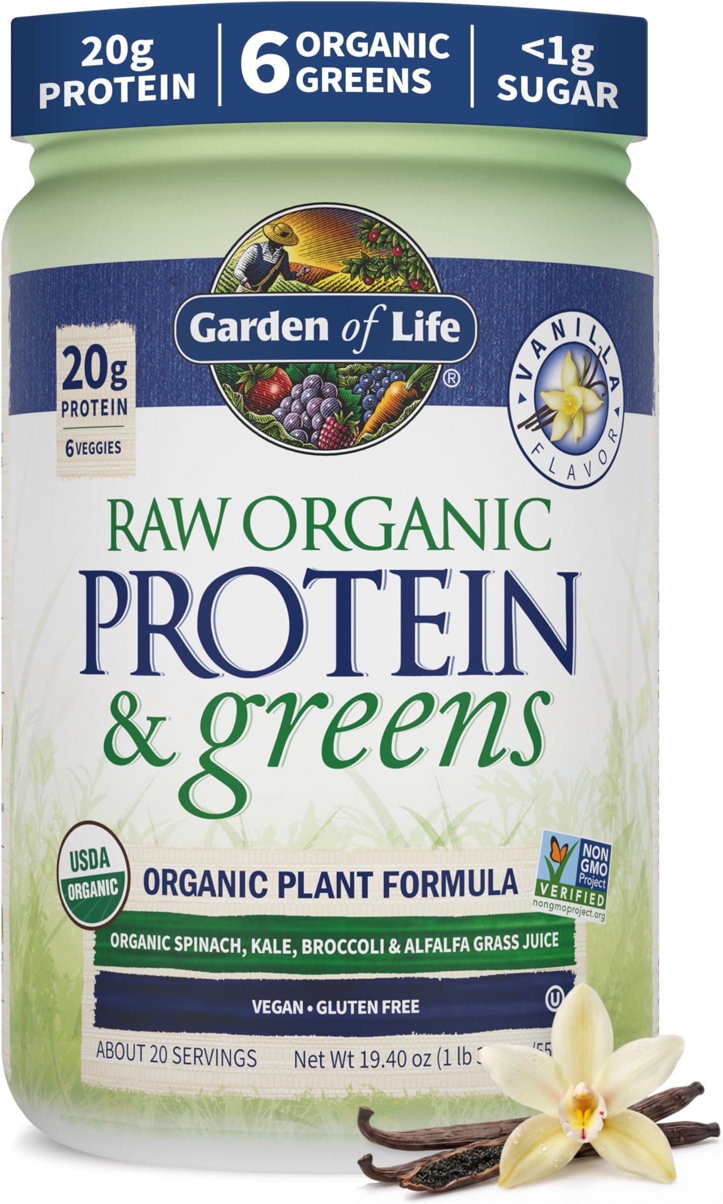 Garden of Life Raw Organic Protein & Greens Powder, Chocolate, 20 Servings