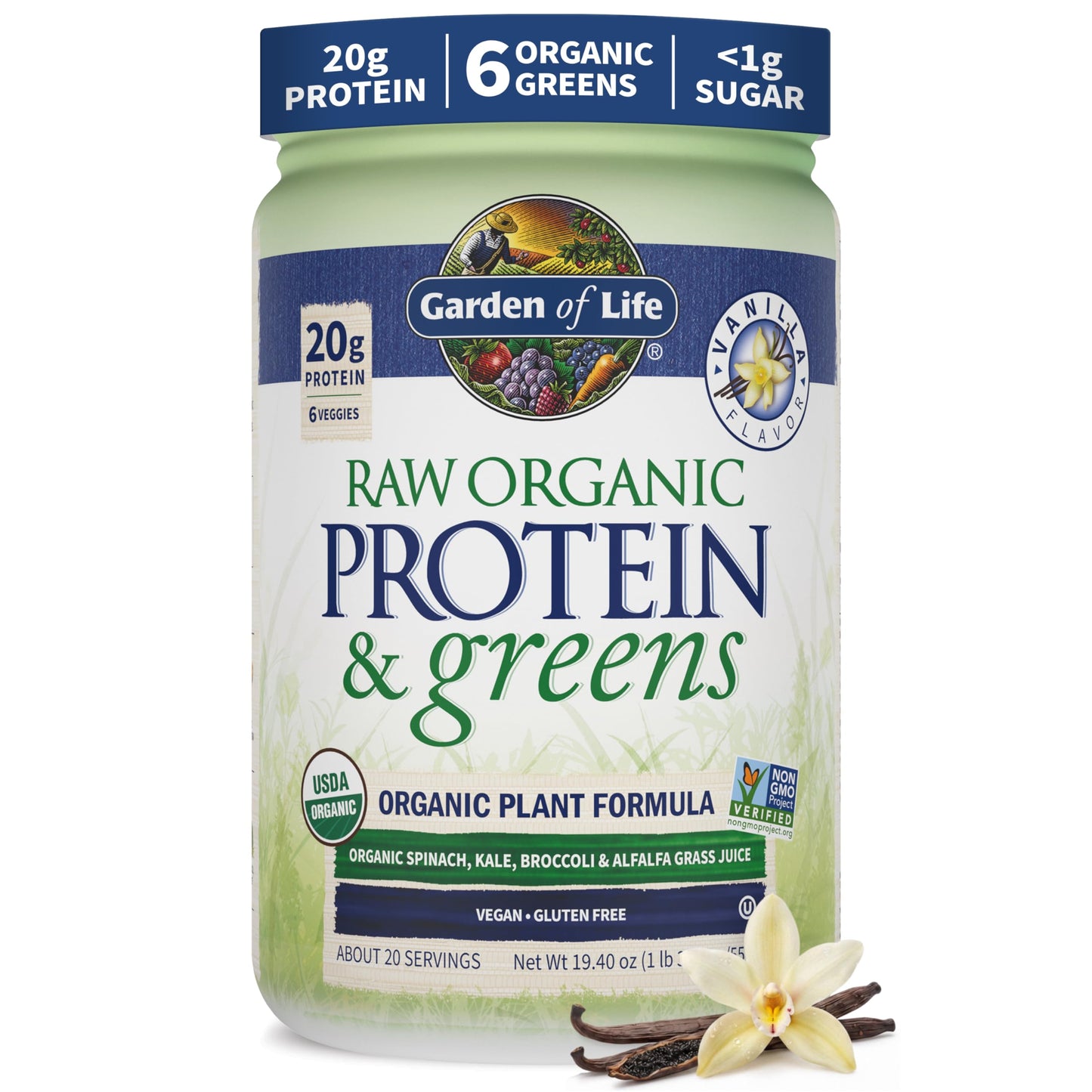 Garden of Life Raw Organic Protein & Greens Powder, Chocolate, 20 Servings