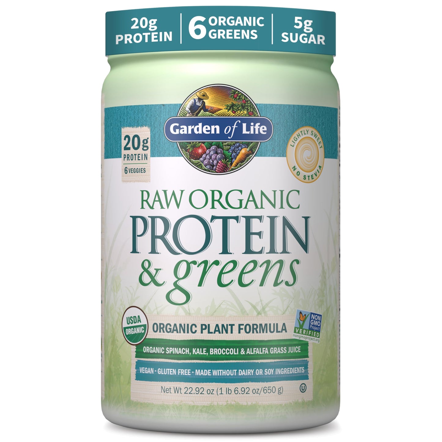 Garden of Life Raw Organic Protein & Greens Powder, Chocolate, 20 Servings